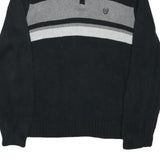 CHAPS Mens Black & Grey Patterned Pullover Half Zip Jumper L Cotton Blend Casual