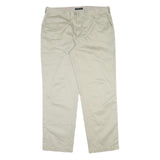 DOCKERS Mens Regular Fit Beige Cotton Blend Trousers W40 L32 Classic Style Zip