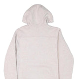 NEW BALANCE Womens Cream Hooded Zip Jacket L Polyester Blend Plain Lightweight