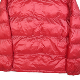 GUESS Mens Red Black Puffer Jacket M Polyester Blend Zip Casual Winter