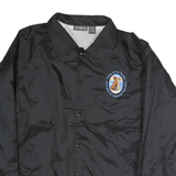 AUBURN Mens Black Button Jacket L Polyester Blend Plain Lightweight Coach