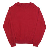 CHAPS Mens Red Plain V-Neck Basic Knit 2XL Jumper Cotton Blend Stylish Comfort