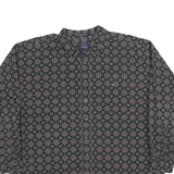 ARROW Mens Black Floral Pattern Cotton Shirt 2XL Long Sleeve Casual Button