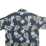 PURITAN Mens Navy Blue & Cream Floral Pattern Shirt L Viscose Summer Wear