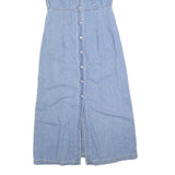 TEDDYS Womens Blue Denim Button Front Maxi Dress Sleeveless S Summer Casual