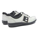 BALLY Womens Casual Leather Low Top White Black UK 4.5 Comfortable Stylish