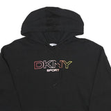 DKNY Womens Black Sport Pullover Hoodie M Cotton Blend Crop Sweatshirt