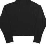 DKNY Womens Black Sport Pullover Hoodie M Cotton Blend Crop Sweatshirt