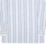 WALDE Mens Blue & White Striped Shirt L Cotton Blend Classic Fit Long Sleeve