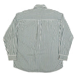 IVY CREW Mens Green & White Striped Shirt L Cotton Blend Button-Down Collar Long