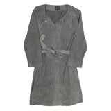 COS Womens Grey Suede Button Jacket UK 10 Classic Belted Lightweight