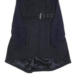 PATRIZIA PEPE Womens Navy & Black Wool Blend Button Jacket XS