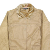 BC CLOTHING Womens Beige Faux Fur Collar Button Jacket XL Polyester Blend Plain