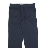 DICKIES Mens Cotton Blend Navy Regular Straight Trousers W35 L30 Workwear