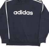 ADIDAS Mens Blue & White Pullover M Cotton Blend Jersey Drawstring Hoodie