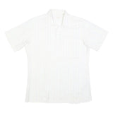 CANDA Mens White Shirt M Cotton Blend Short Sleeve Classic Fit Button Collar