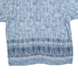 MUNSINGWEAR Mens Blue Patterned Cotton Blend Shirt XL Casual Summer Short Sleeve