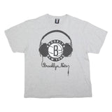 NBA Mens Grey Brooklyn Nets Graphic T-Shirt XL Short Sleeve Crew Neck