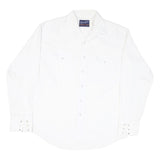 WRANGLER Mens White Plain Shirt XL Classic Button-Down Cotton Blend Casual