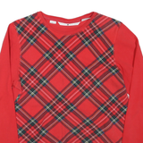 TOMMY HILFIGER Womens Red & Black Plaid Long Sleeve Crew Neck Cotton Blend L