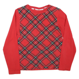 TOMMY HILFIGER Womens Red & Black Plaid Long Sleeve Crew Neck Cotton Blend L