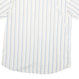 BOSS Mens White Blue & Beige Striped Cotton Blend Shirt L Casual Summer Short
