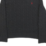 POLO RALPH LAUREN Mens Black Patterned Cotton Cable Knit Jumper XL Classic Fit