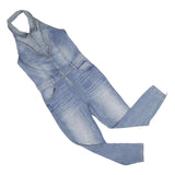 GUESS Womens Blue Denim Dungarees Slim Cotton Blend UK 10 W30 L27 Stylish Zipper