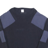 CHAMPION Womens Navy Blue Plain Wool Blend Jumper Crew Neck Basic Knit L Soft