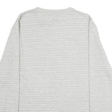 TOMMY HILFIGER Mens Grey Stripe Henley T-Shirt L Long Sleeve Crew Neck Cotton