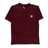 Carhartt T-Shirt - Small Burgundy Cotton