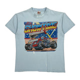 Single Stitch Dirt Track Racing Signal Graphic T-Shirt - Medium Blue Cotton