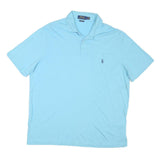 POLO RALPH LAUREN Mens Blue Short Sleeve Plain Polo Shirt L Cotton Blend