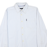 BOGNER Mens Blue & White Striped Shirt L Casual Cotton Blend Button Down