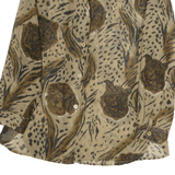 JKS DESIGN Womens Beige Animal Print Long Sleeve Shirt L Polyester Blend