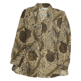 JKS DESIGN Womens Beige Animal Print Long Sleeve Shirt L Polyester Blend