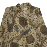 JKS DESIGN Womens Beige Animal Print Long Sleeve Shirt L Polyester Blend