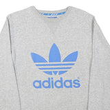 ADIDAS Mens Grey Blue Sweatshirt Crew Neck S Cotton Blend Pullover Casual