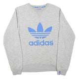 ADIDAS Mens Grey Blue Sweatshirt Crew Neck S Cotton Blend Pullover Casual