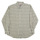 TOMMY HILFIGER Mens Green Check Shirt XL Button-Down Long Sleeve Casual Cotton