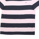 TOMMY HILFIGER Mens Navy & Pink Stripe T-Shirt L Short Sleeve Crew Neck Cotton