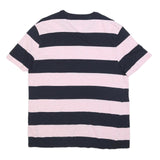 TOMMY HILFIGER Mens Navy & Pink Stripe T-Shirt L Short Sleeve Crew Neck Cotton