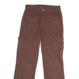 Womens Brown Cotton Blend Regular Straight Jeans W29 L29 Button Cargo Pockets