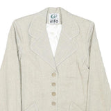 INFO Womens Beige Wool Blend Button Jacket XXS Woven Classic Tailored