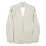 INFO Womens Beige Wool Blend Button Jacket XXS Woven Classic Tailored