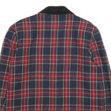 FUNDAMENTAL THINGS Womens Blue & Red Check Wool Blend Jacket UK 14 Button