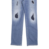 ARMANI JEANS Womens Regular Fit Blue Denim Stone Wash W32 L30 Distressed Zip