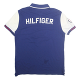 TOMMY HILFIGER Mens Blue & White USA Short Sleeve Cotton Polo Shirt L Classic