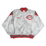GAME Mens Silver & Red Players Nylon Jacket XL Satin Varsity Embroidered 88