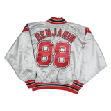 GAME Mens Silver & Red Players Nylon Jacket XL Satin Varsity Embroidered 88